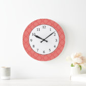 Elegant koraal en wit Damask Patroon Grote Klok (Huis)