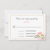 Elegant koraal Floral Gold Geometric RSVP (Achterkant)