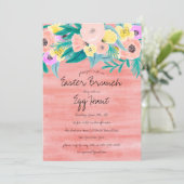 Elegant Koraal Geel Bloemen Waterverf Pasen Kaart (Staand voorkant)