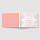 Elegant koraal goud bloemig pioen bruiloft monogra gastenboek (Volledig)