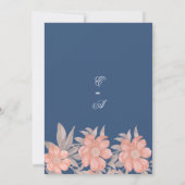 Elegant koraal marineblauw zacht grijs bloemhuweli kaart (Achterkant)