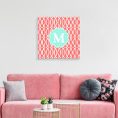 Elegant koraal Modern Trellis gepersonaliseerd Canvas Afdruk (Insitu (Woonkamer))