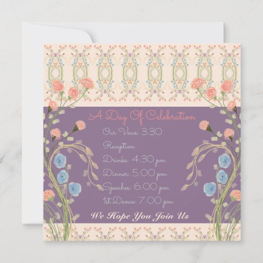 Elegant koraal peach en plum kaart (Achterkant)