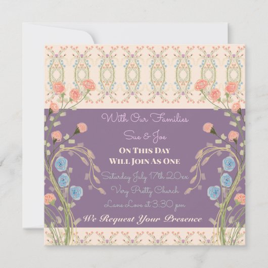 Elegant koraal peach en plum kaart (Voorkant)