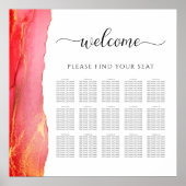 Elegant koraal roze bruiloft zitgrafiek poster (Voorkant)