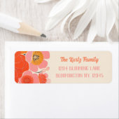 Elegant koraal roze papaver bloem uniek adres etiket (Insitu)