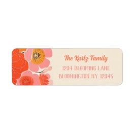 Elegant koraal roze papaver bloem uniek adres etiket