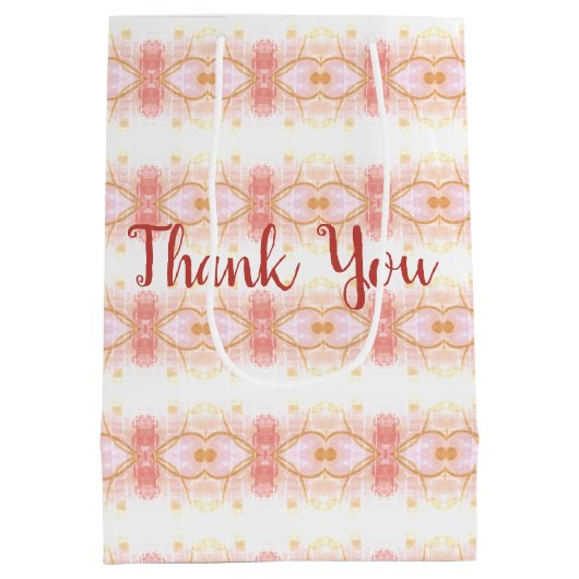 Elegant koraal roze patterned medium cadeauzakje (Achterkant)