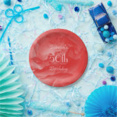 Elegant koraal roze roos 50ste verjaardag naam papieren bordje (Feest)