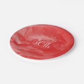 Elegant koraal roze roos 50ste verjaardag naam papieren bordje (Gekanteld)