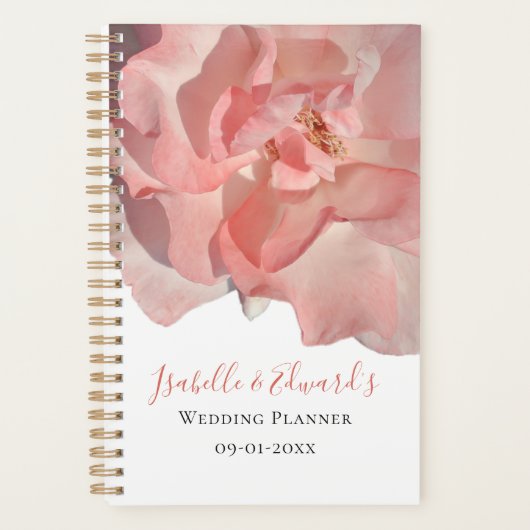 Elegant Koraal Roze Roos Bloemen Trouwpaar Planner (Voorkant)