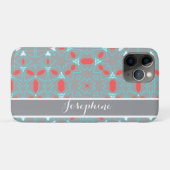 Elegant Koraal Turquoise Grijs Geometrisch Patroon Case-Mate iPhone Case (Achterkant (horizontaal))