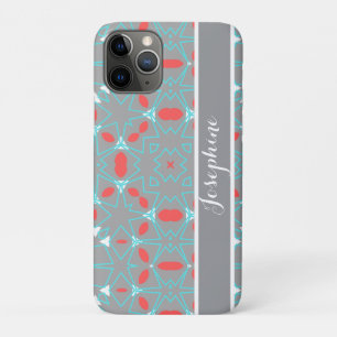 Elegant Koraal Turquoise Grijs Geometrisch Patroon Case-Mate iPhone Case
