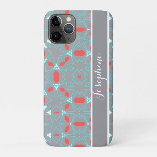 Elegant Koraal Turquoise Grijs Geometrisch Patroon Case-Mate iPhone Case (Achterkant)