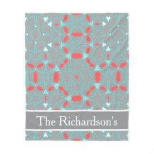 Elegant koraal turquoise grijs geometrisch patroon