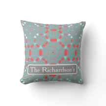 Elegant koraal turquoise grijs geometrisch patroon