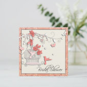 Elegant koraal vogelkooi Vrijgezellenfeest Kaart (Staand voorkant)