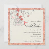 Elegant koraal vogelkooi Vrijgezellenfeest Kaart (Achterkant)