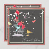 Elegant koraal vogelkooi Vrijgezellenfeest Kaart (Voorkant / Achterkant)