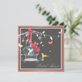 Elegant koraal vogelkooi Vrijgezellenfeest Kaart (Staand voorkant)