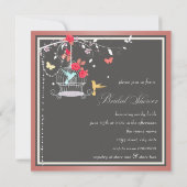 Elegant koraal vogelkooi Vrijgezellenfeest Kaart (Achterkant)