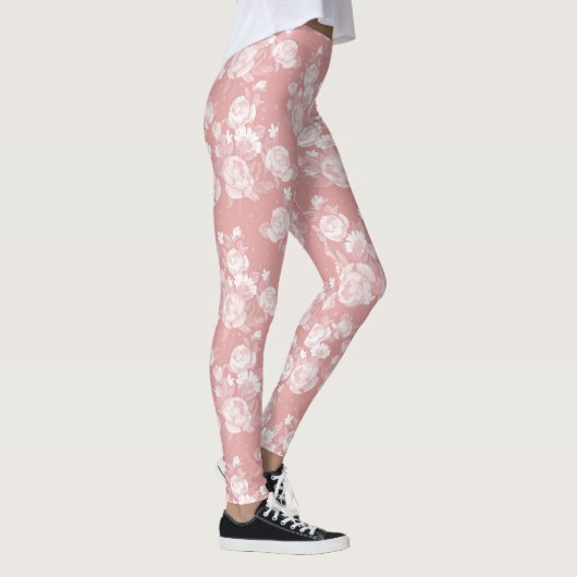 Elegant koraal wit  elegant floraal leggings (Rechts)