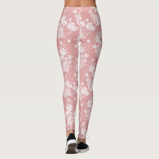 Elegant koraal wit  elegant floraal leggings (Achterkant)
