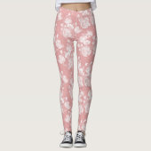 Elegant koraal wit  elegant floraal leggings (Voorkant)