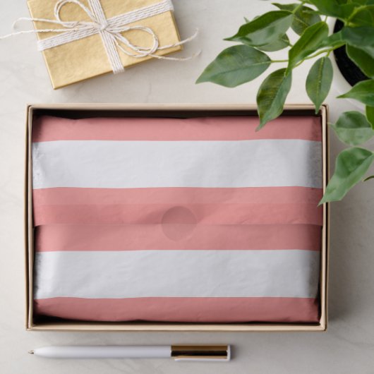 Elegant koraal wit gestreept patroon tissuepapier (Geschenk)