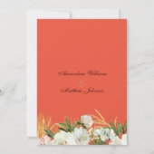 Elegant koraal wit goud groen bloemenbruiloft kaart (Achterkant)