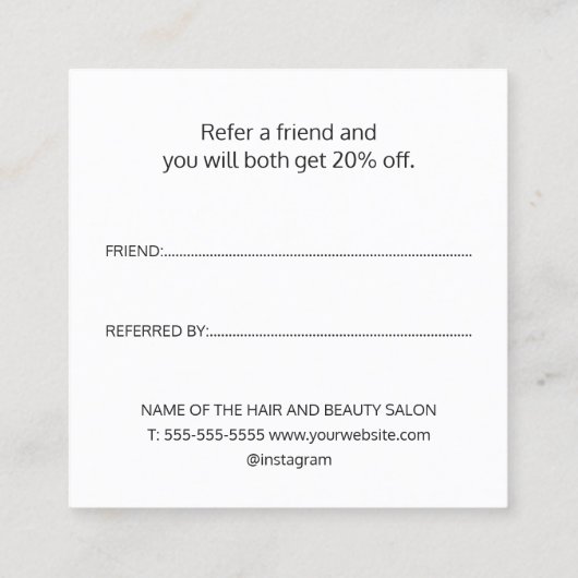 Elegant koraal wit goud hart schoonheid salon aanbevelingskaartje (Achterkant)