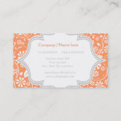 Elegant koraal, wit, grijs bloemenpatroon monogram visitekaartje (Achterkant)