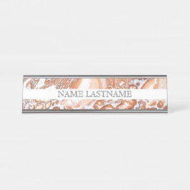 Elegant koraal wit marmer professional bureau naambordje