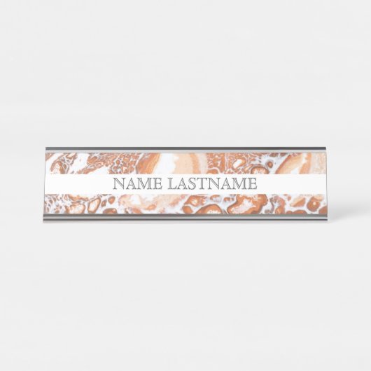 Elegant koraal wit marmer professional bureau naambordje (Voorkant)