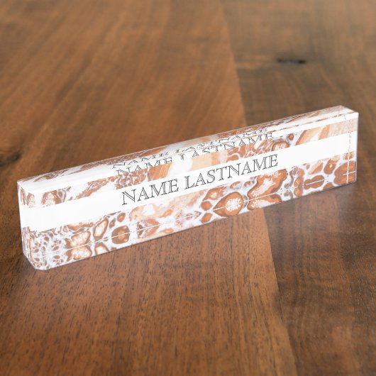 Elegant koraal wit marmer professional naambordje (Zijkant)