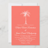Elegant koraal witte palmboom Foral Beach Weddensc Kaart (Voorkant)