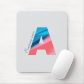 Elegant koraalblauw monogram met letter A Muismat (Met muis)