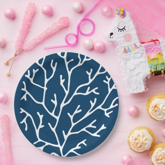 Elegant koraalpatroon - oceaan thema - Blauwgroen  Papieren Bordje (Feest)