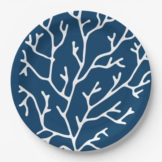 Elegant koraalpatroon - oceaan thema - Blauwgroen Papieren Bordje (Voorkant)