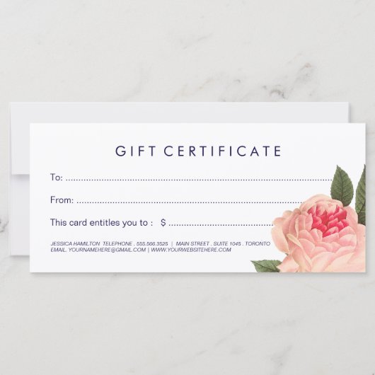 Elegant koraalponies met een scheepvaartcadeaubon (Achterkant)