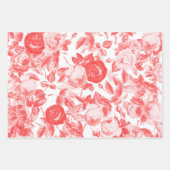 Elegant  koraalroze rozen Floral Toile Inpakpapier Vel (Voorkant)