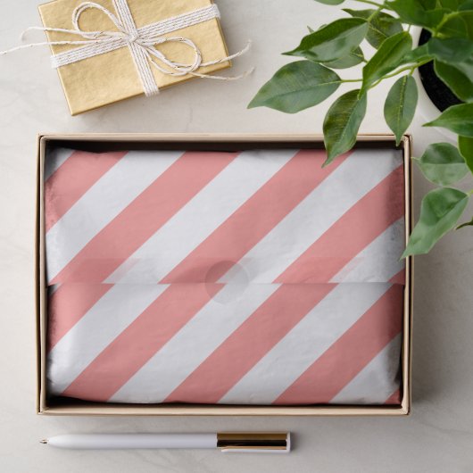 Elegant koraalwit gestreept patroon tissuepapier (Geschenk)