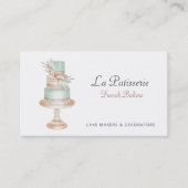 Elegant Koral Floral Wedding Cake Makers Bakery Visitekaartje (Voorkant)