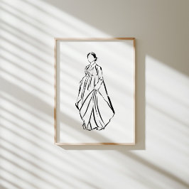 Elegant Koreaans Hanbok Woman Ink Poster