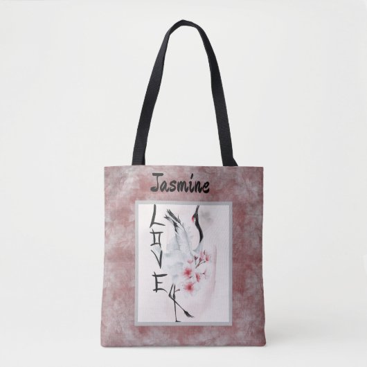 Elegant Korean Crane - Valentijns's Love Tote Bag (Voorkant)