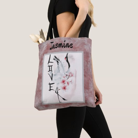 Elegant Korean Crane - Valentijns's Love Tote Bag (Dichtbij)