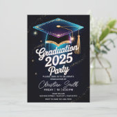 Elegant Kosmisch Diner Afstuderen Galaxy Dust Flar Kaart (Staand voorkant)