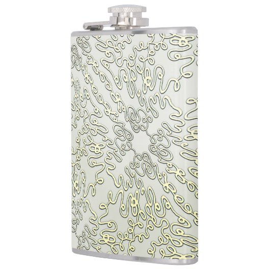 Elegant krabbelpatroon in goud & zilver heupfles (Links)