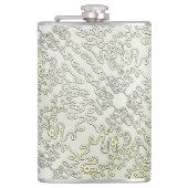 Elegant krabbelpatroon in goud & zilver heupfles (Voorkant)