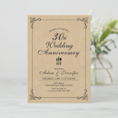 Elegant kraft 30th Wedding Jubileum Uitnodiging (Staand voorkant)